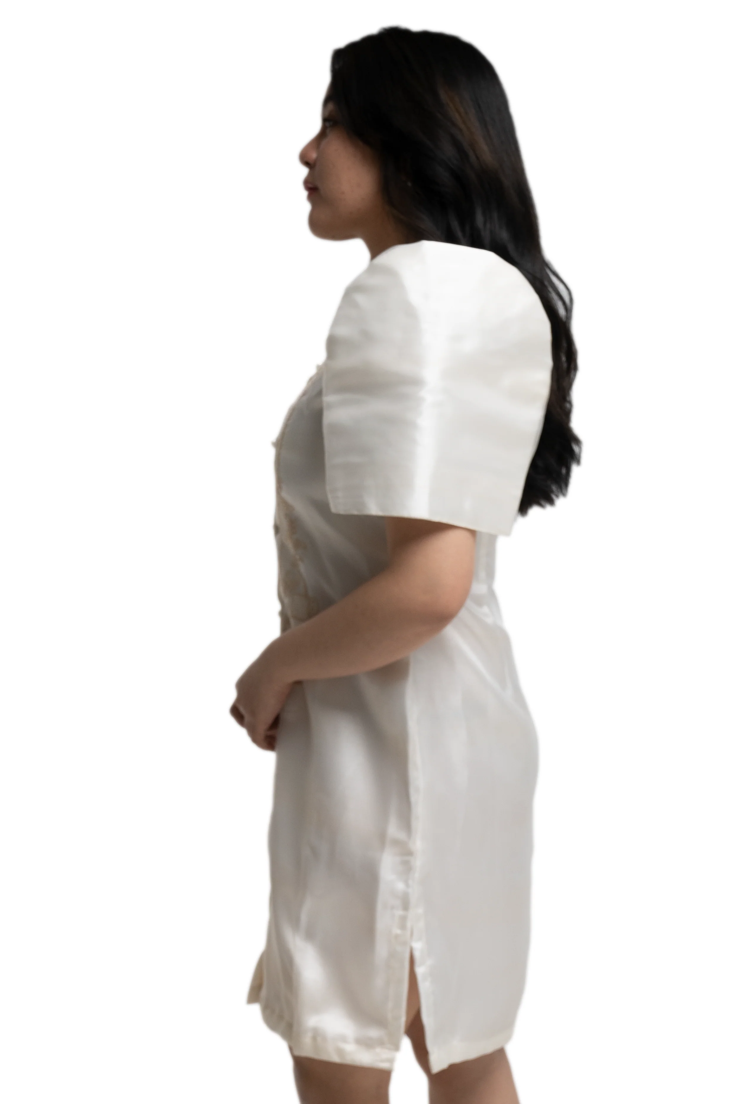 Organza White Filipiniana Barong Dress - Maria - JV21 - Image 4