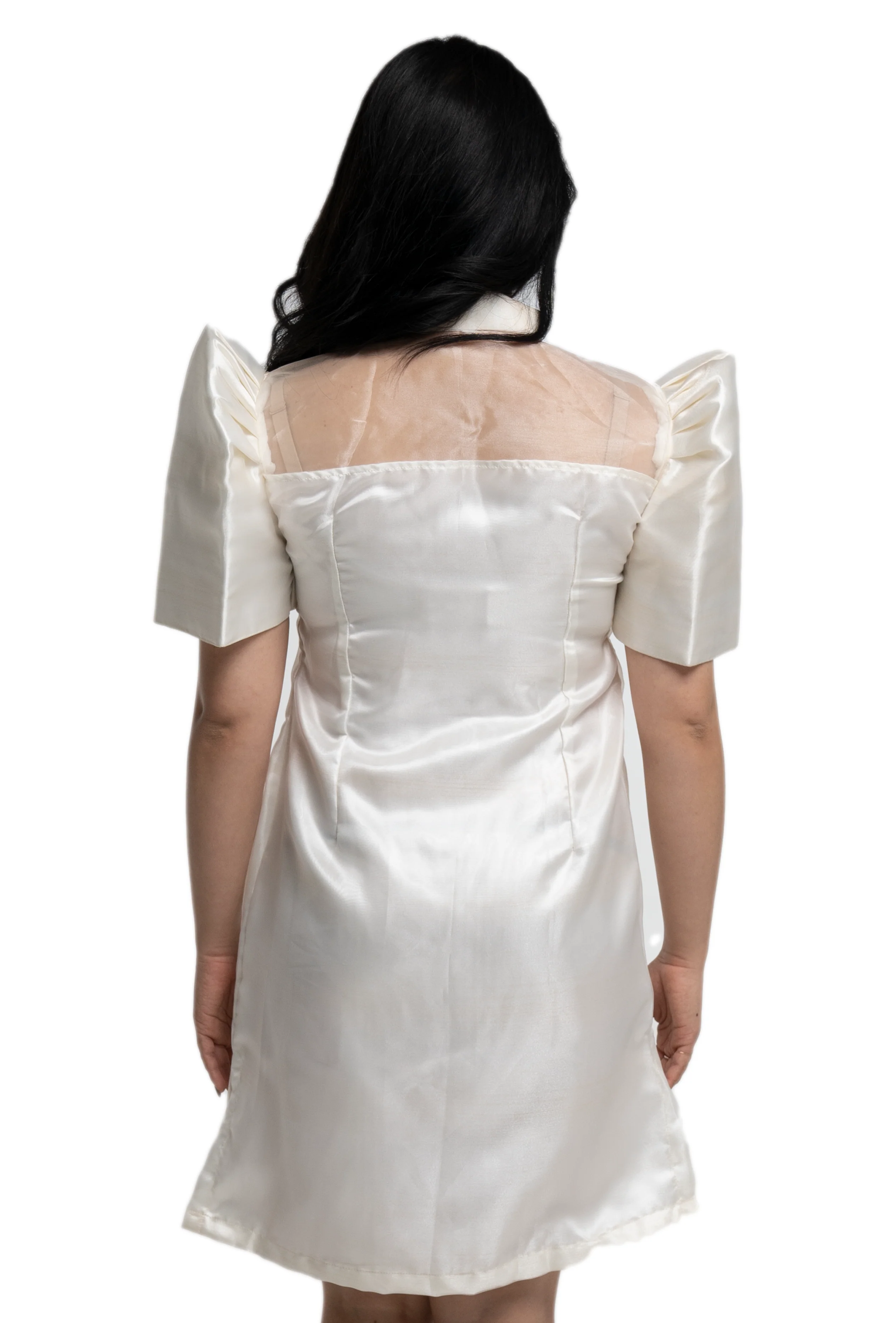 Organza White Filipiniana Barong Dress - Maria - JV21 - Image 5