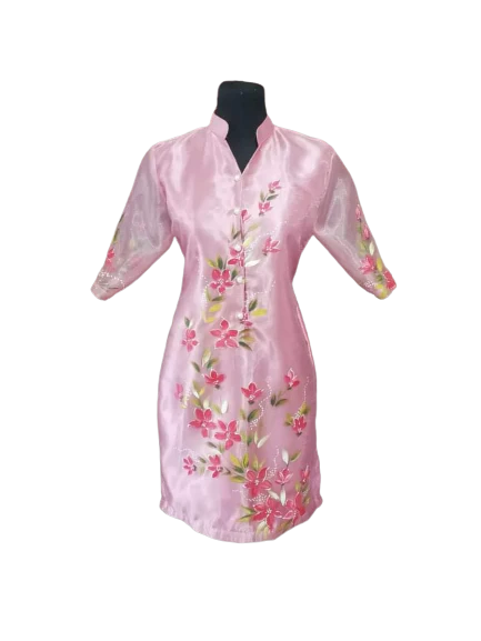 Pink Organza Classic Barong Dress - Diana - JV24 - Image 6