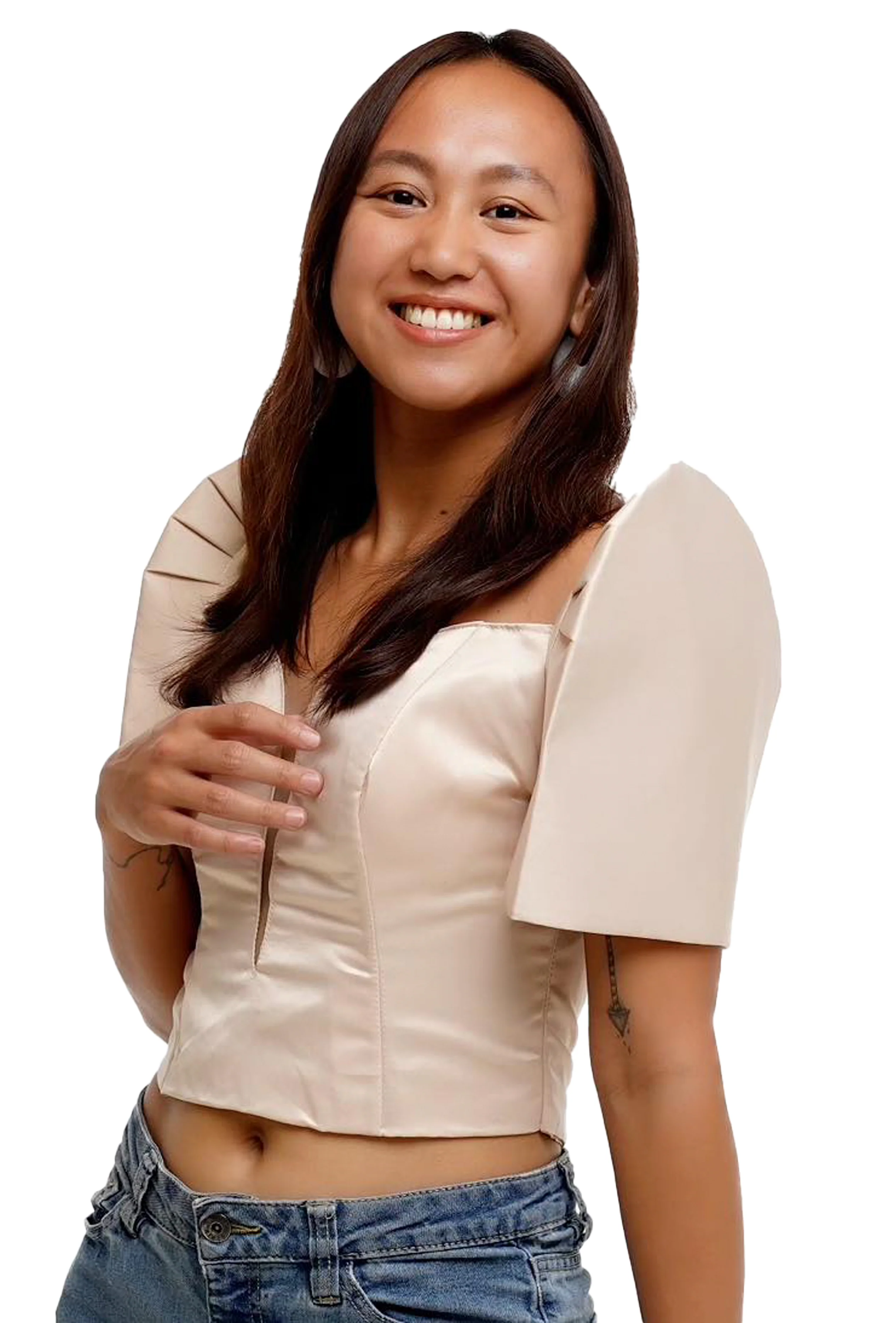 Duchess Beige Modern Filipiniana Top  - Lena - JB63 - Image 3