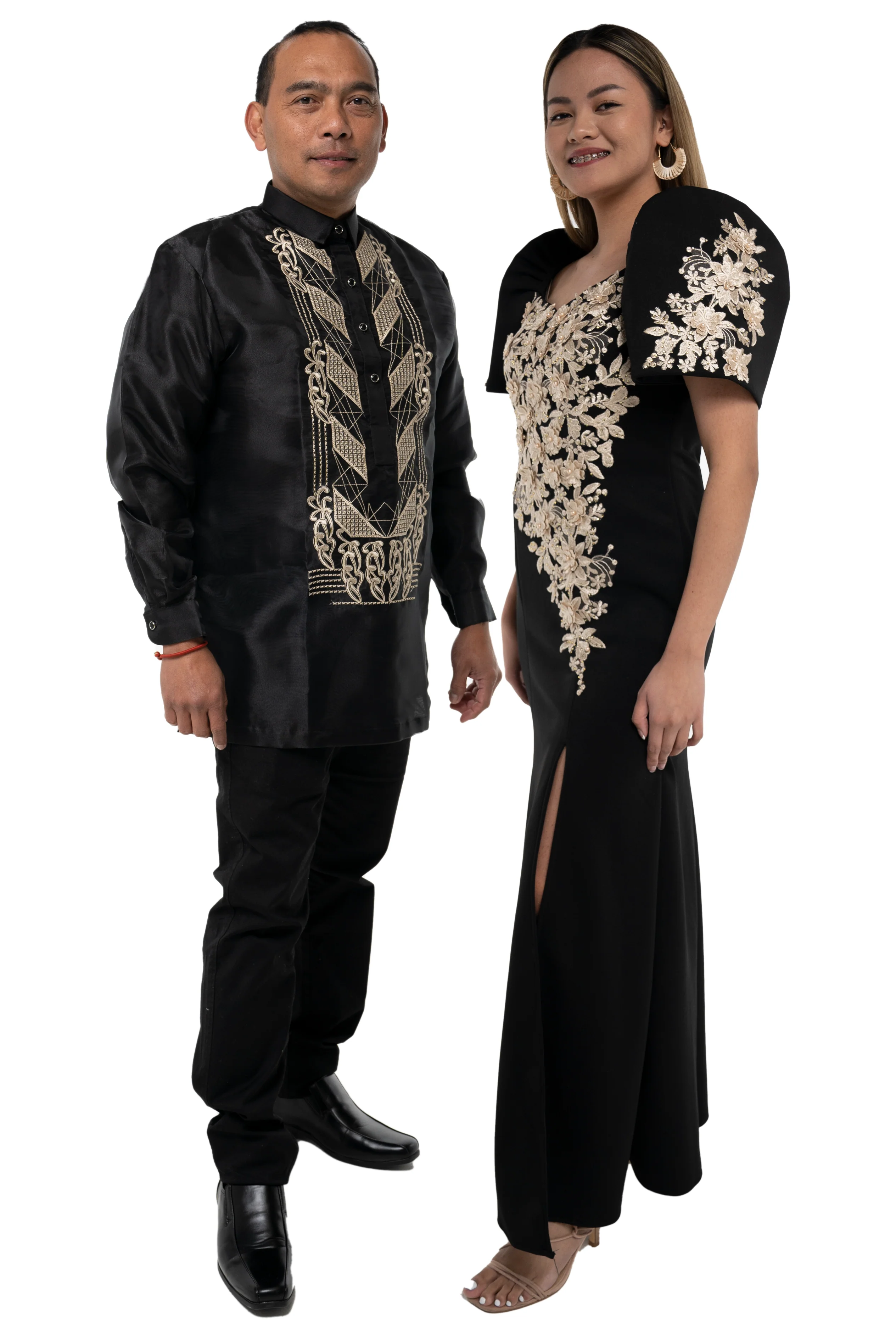 Couples Set Black Elegant Jusilyn Barong  + Neoprene Filipiniana -  F4 - Image 6
