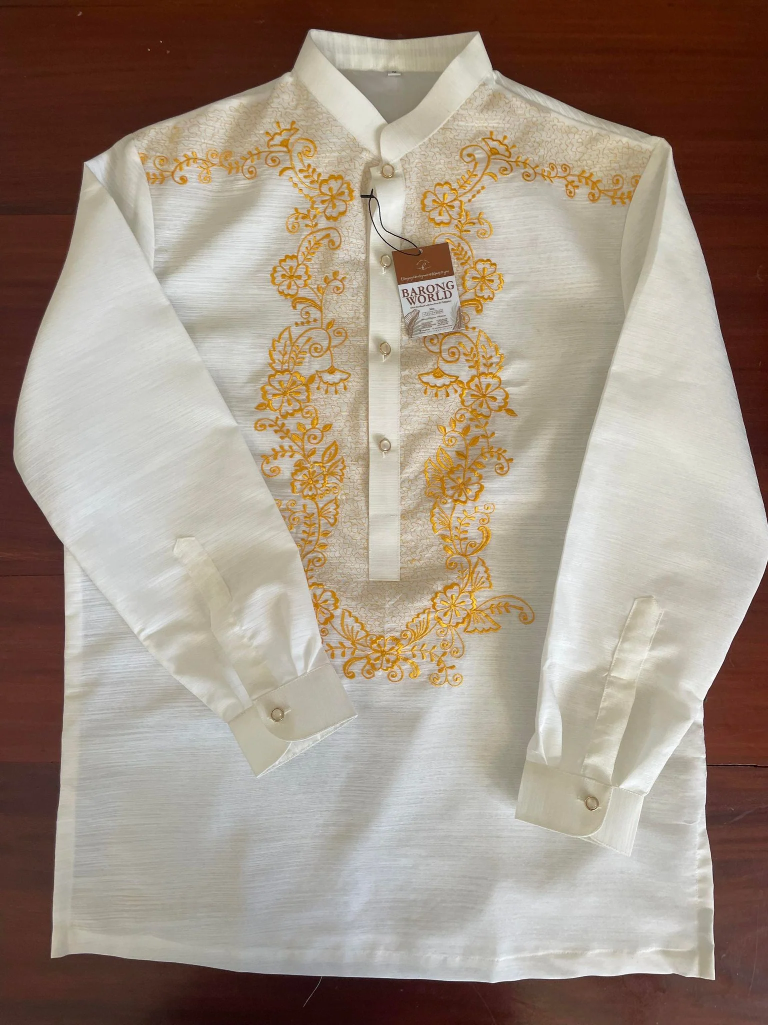 Jusilyn White Chinese Collar Modern Barong Tagalog - Raffy - JS129 - Image 3