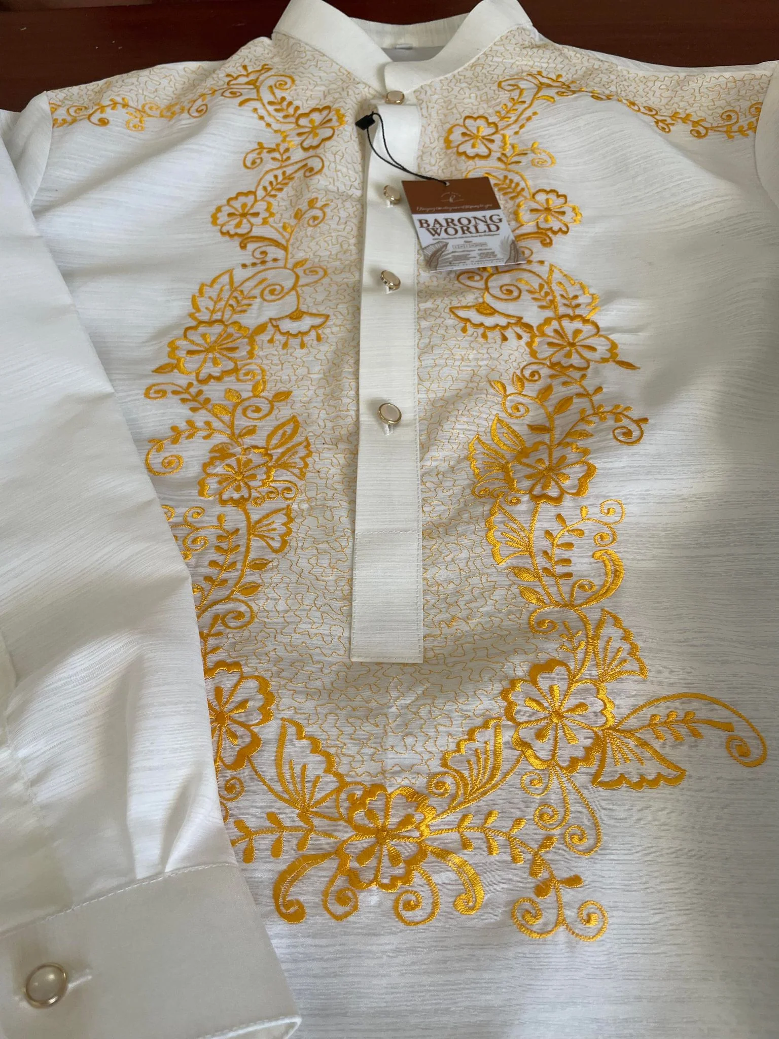 Jusilyn White Chinese Collar Modern Barong Tagalog - Raffy - JS129 - Image 5