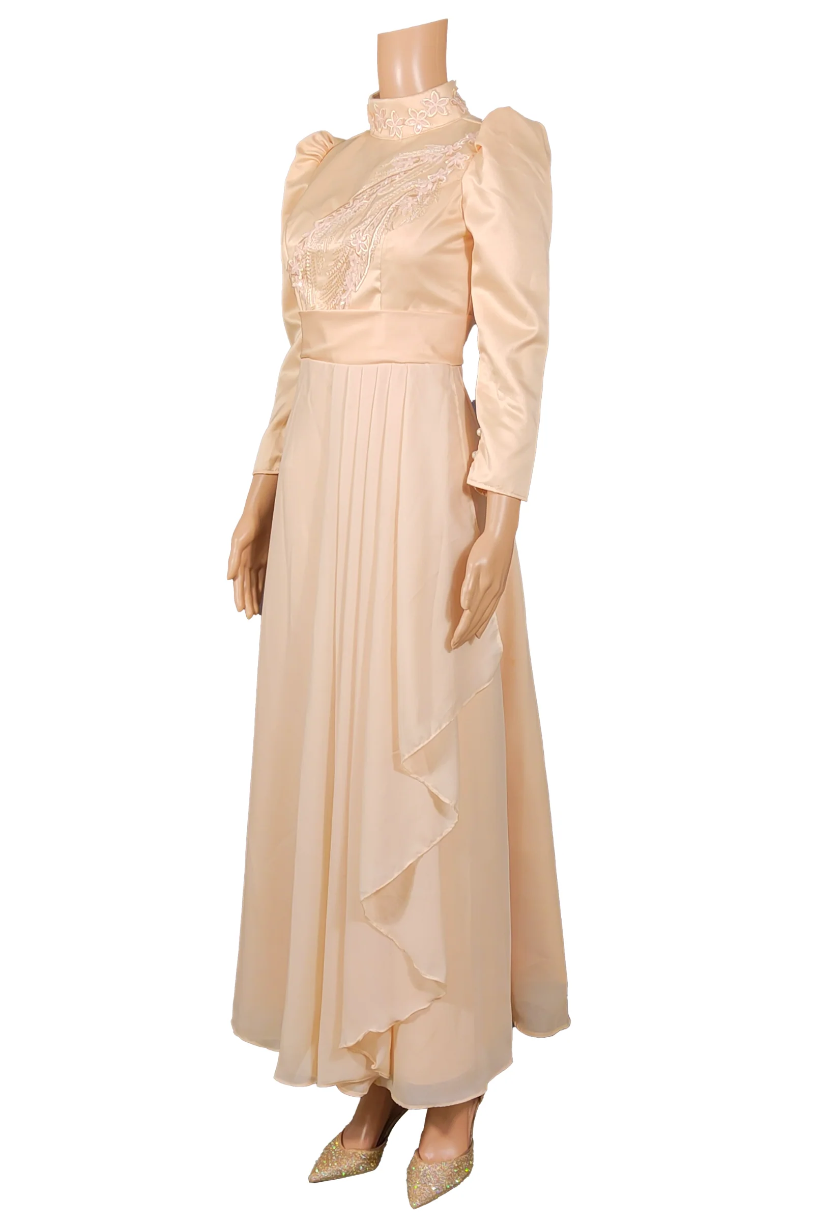 Elegant Long-Sleeve Filipiniana Dress with Flowing Pleats - Shyvana - JK50 - Image 3