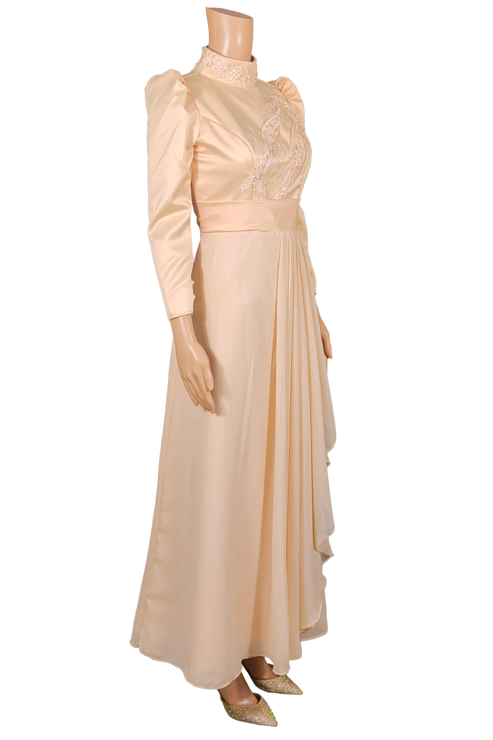 Elegant Long-Sleeve Filipiniana Dress with Flowing Pleats - Shyvana - JK50 - Image 4