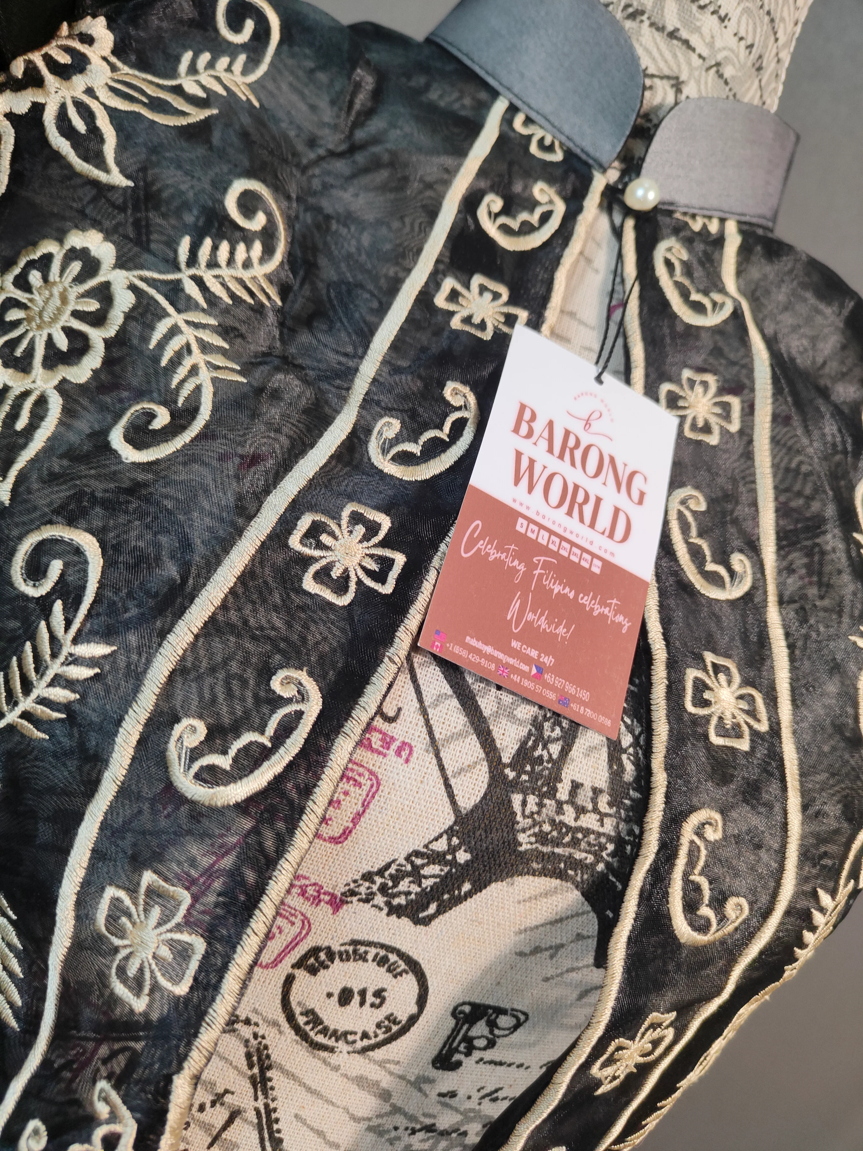 Silk Organza Black Modern Filipiniana Bolero - LJM001 - Image 4