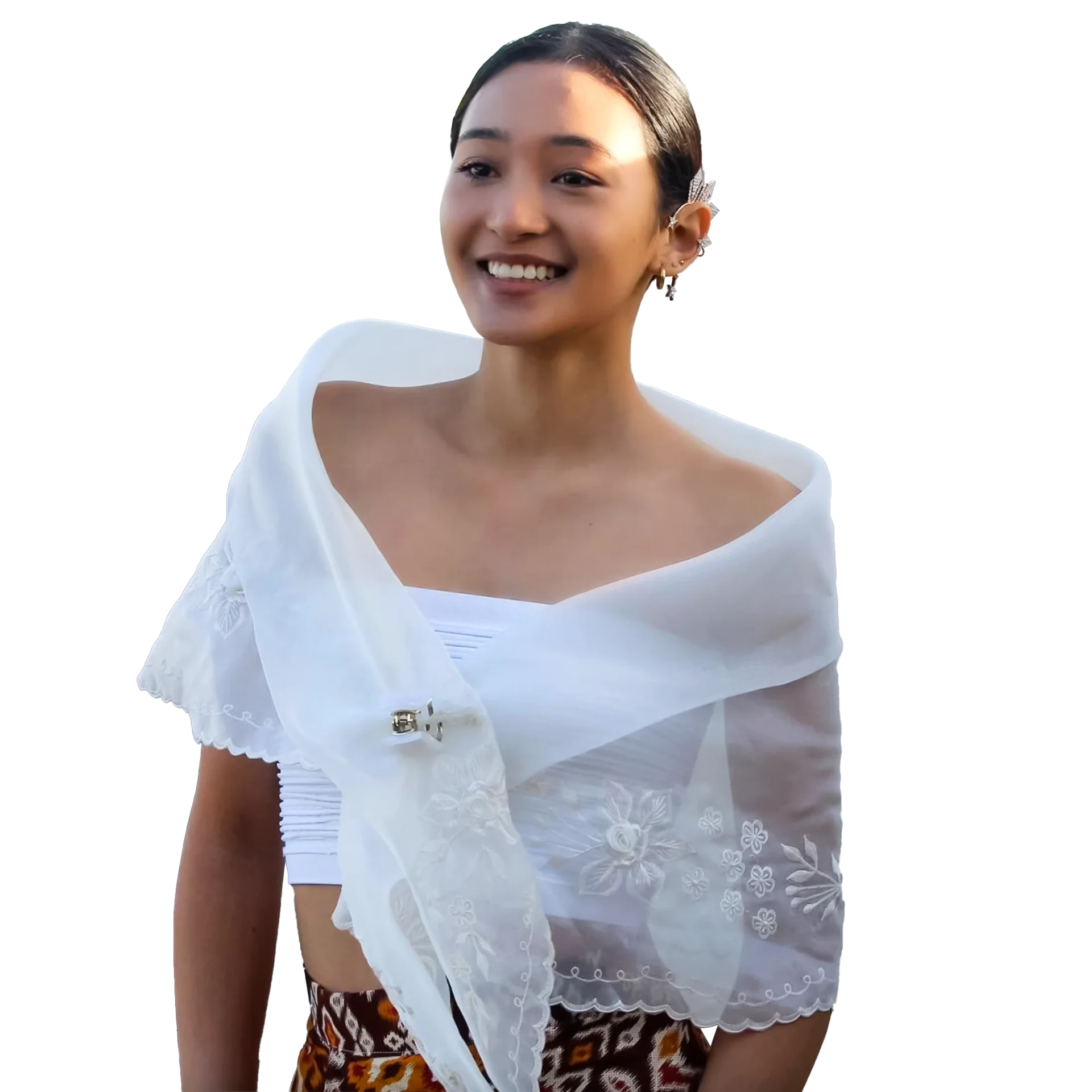 White Premium Filipiniana Alampay - Marie - MRA02 - Image 3