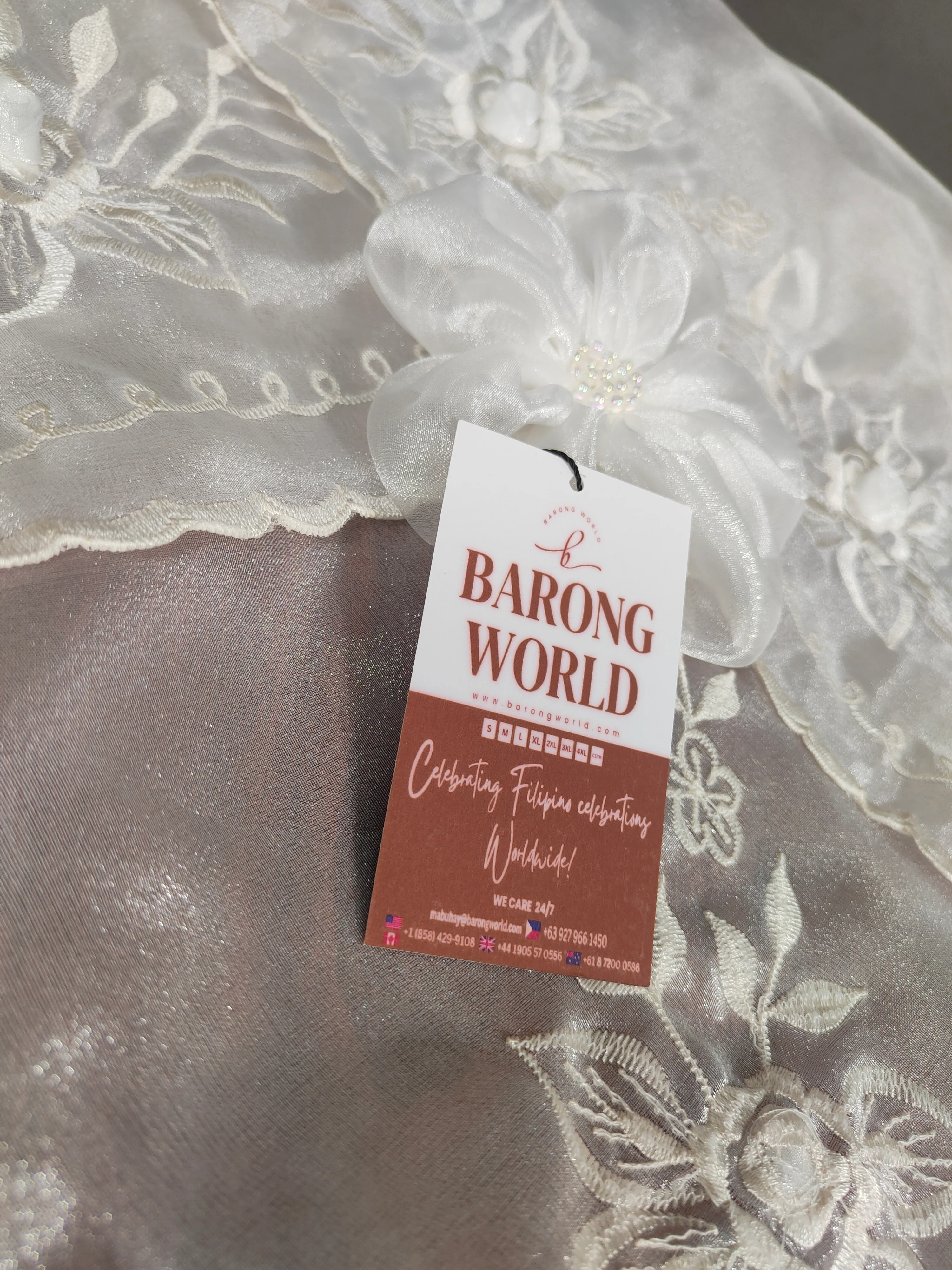 White Premium Filipiniana Alampay - Marie - MRA02 - Image 4