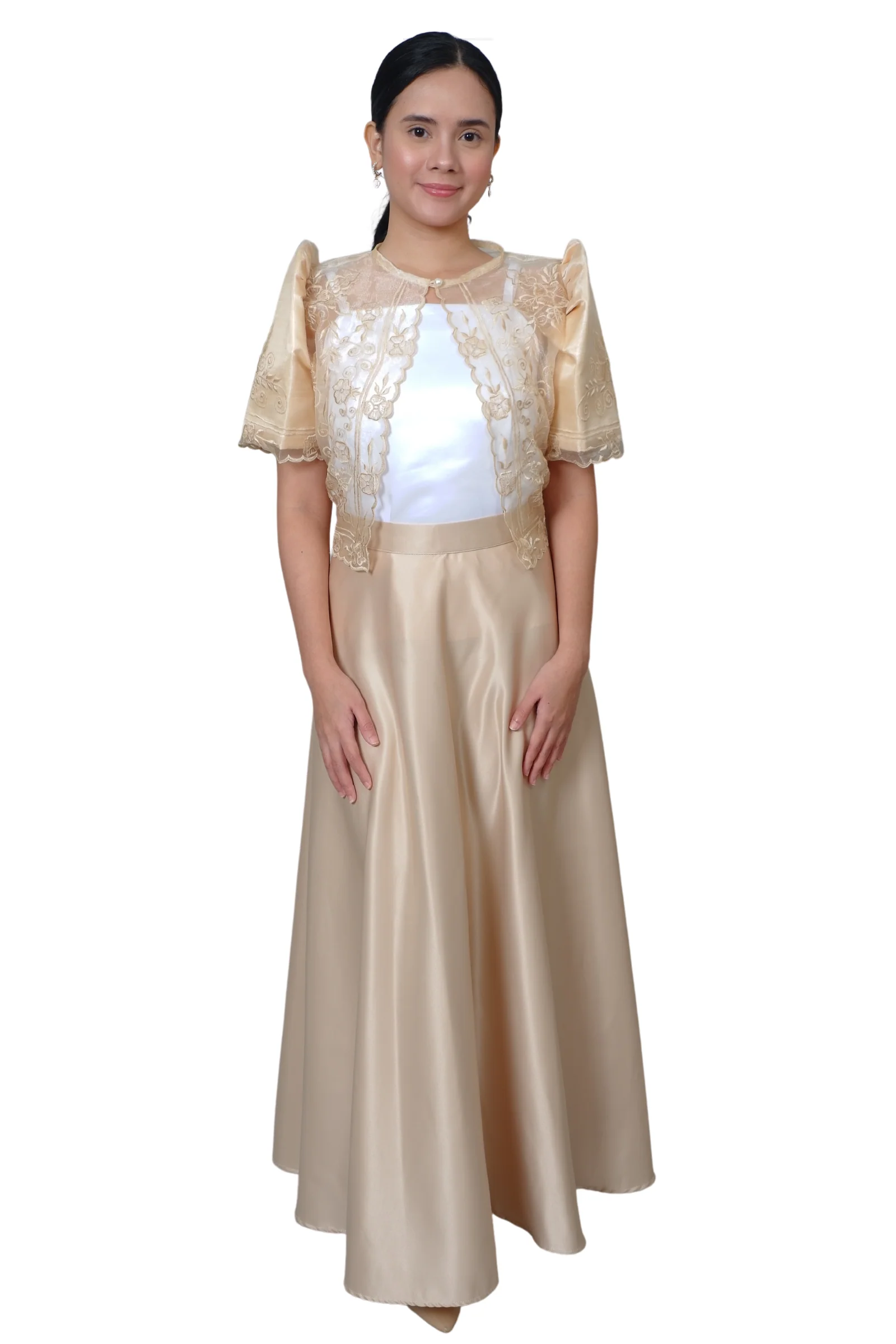 Organza Beige Modern Filipiniana Bolero - JK06 - Image 3