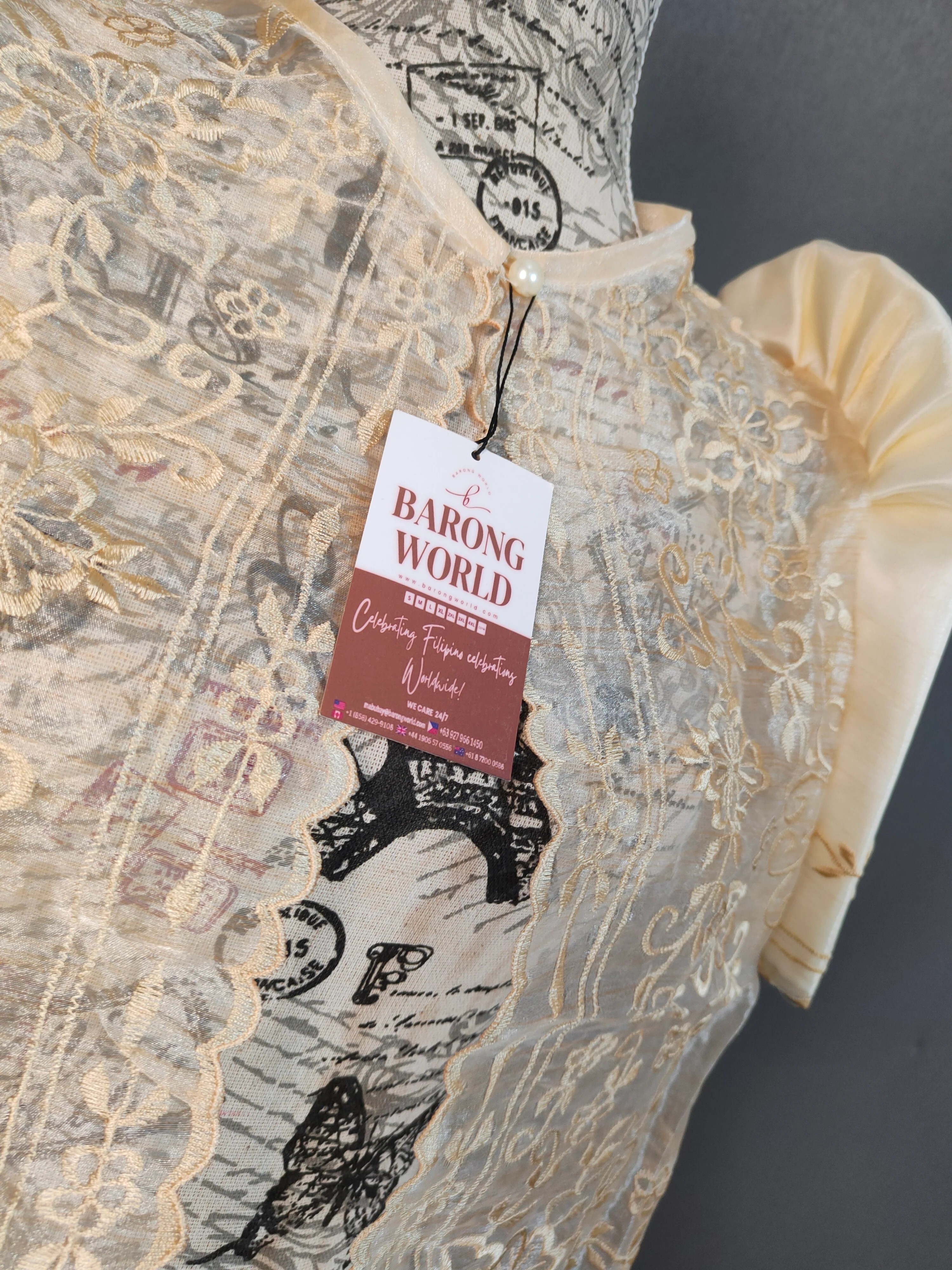 Organza Beige Modern Filipiniana Bolero - JK06 - Image 4