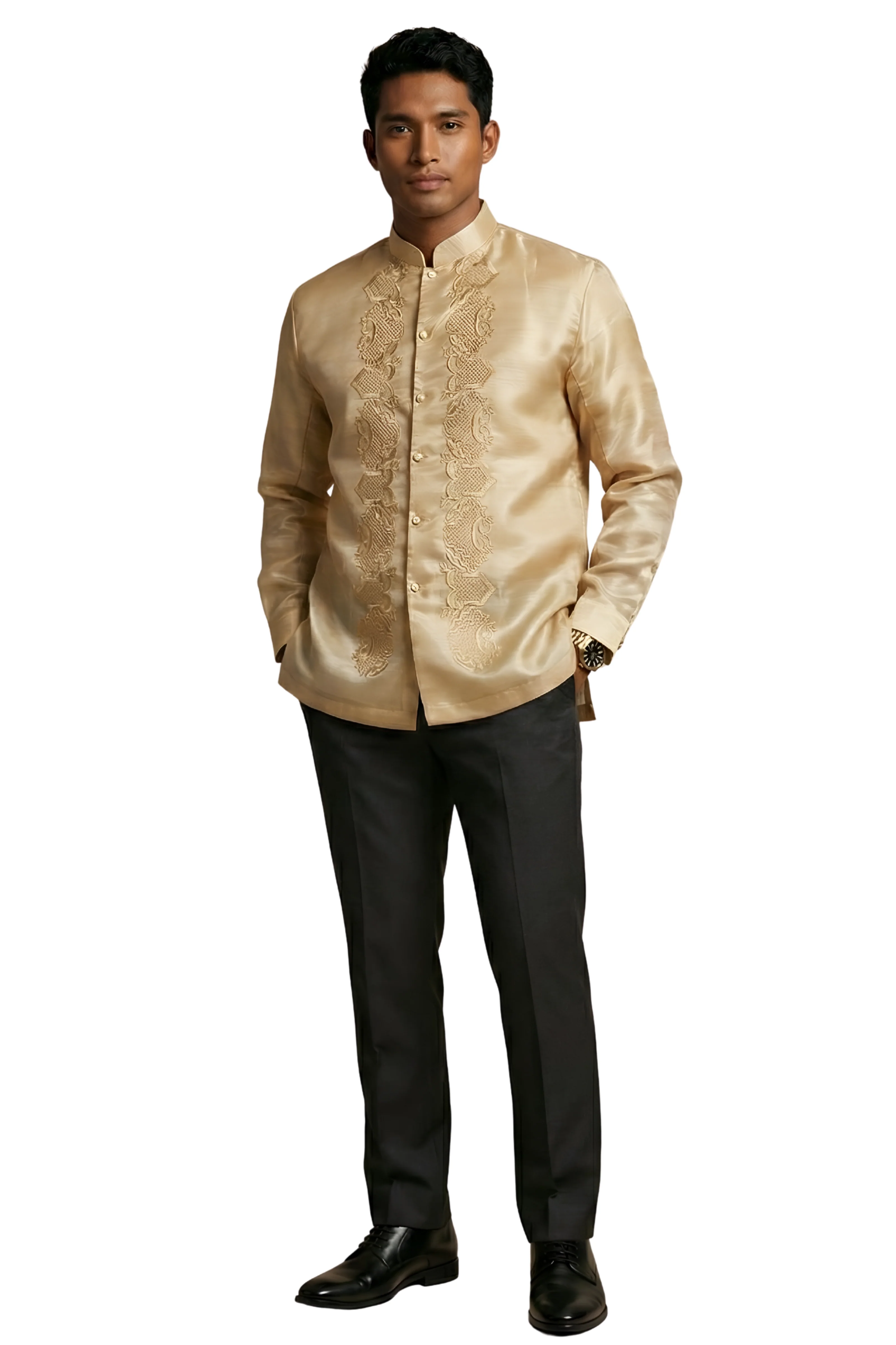 Golden Premium Barong Tagalog Coat - Piolo - JS7 - Image 3