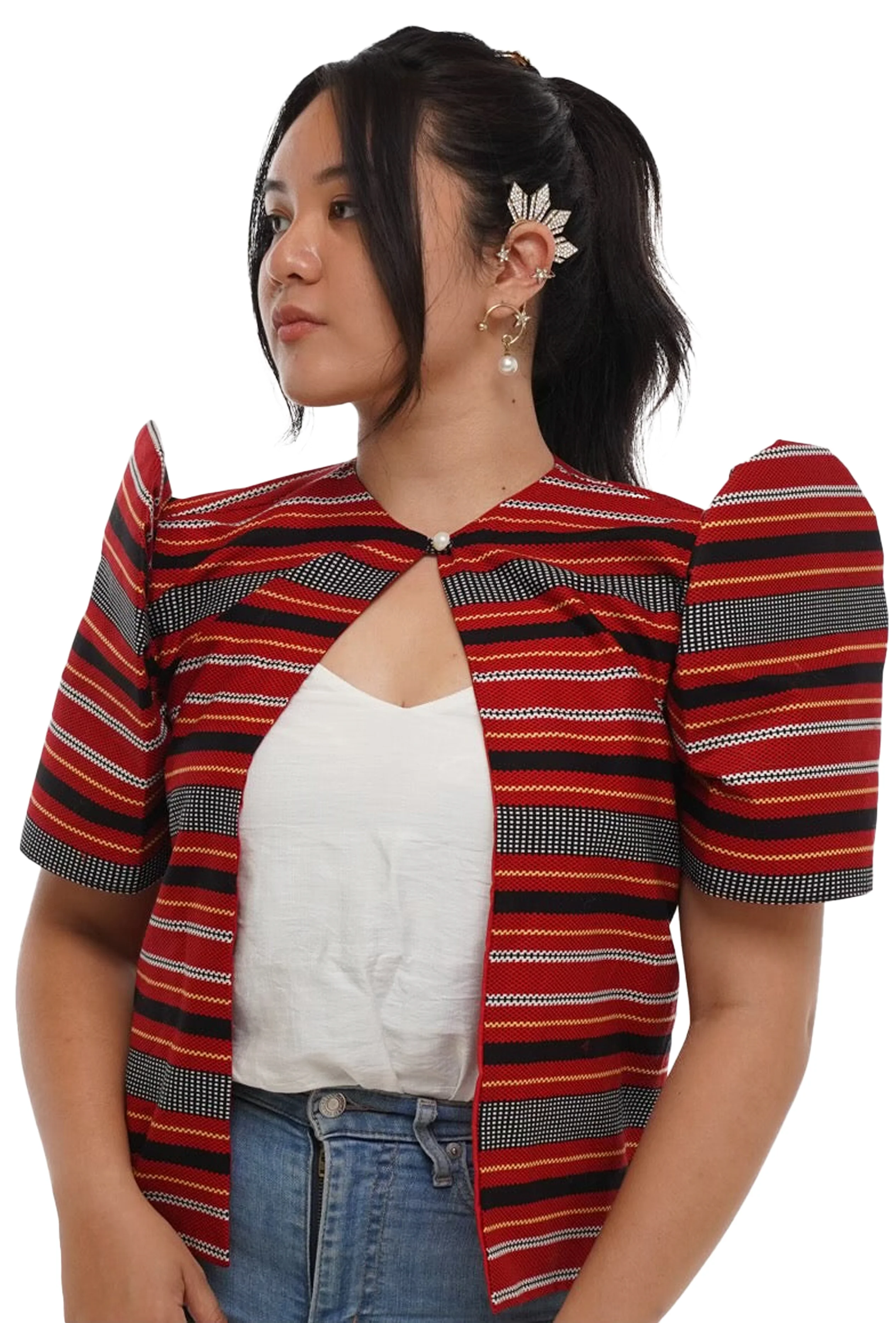 Red Ethnic Ifugao Baguio Cultural Filipiniana Bolero - Gayana - JV19 - Image 3