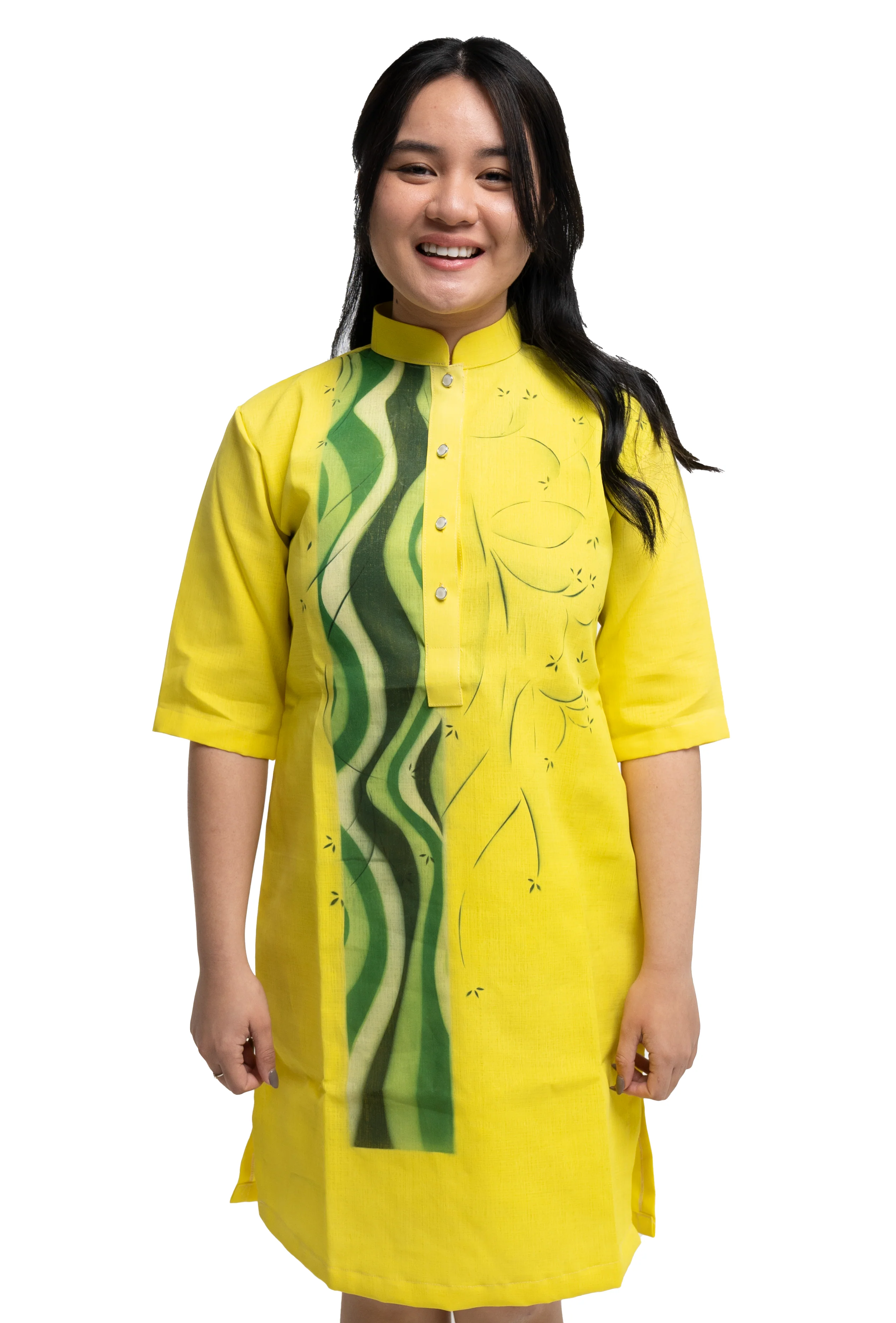 Premium Jusi Barong Dress Cultural Green Yellow - Ella - JF18 - Image 4
