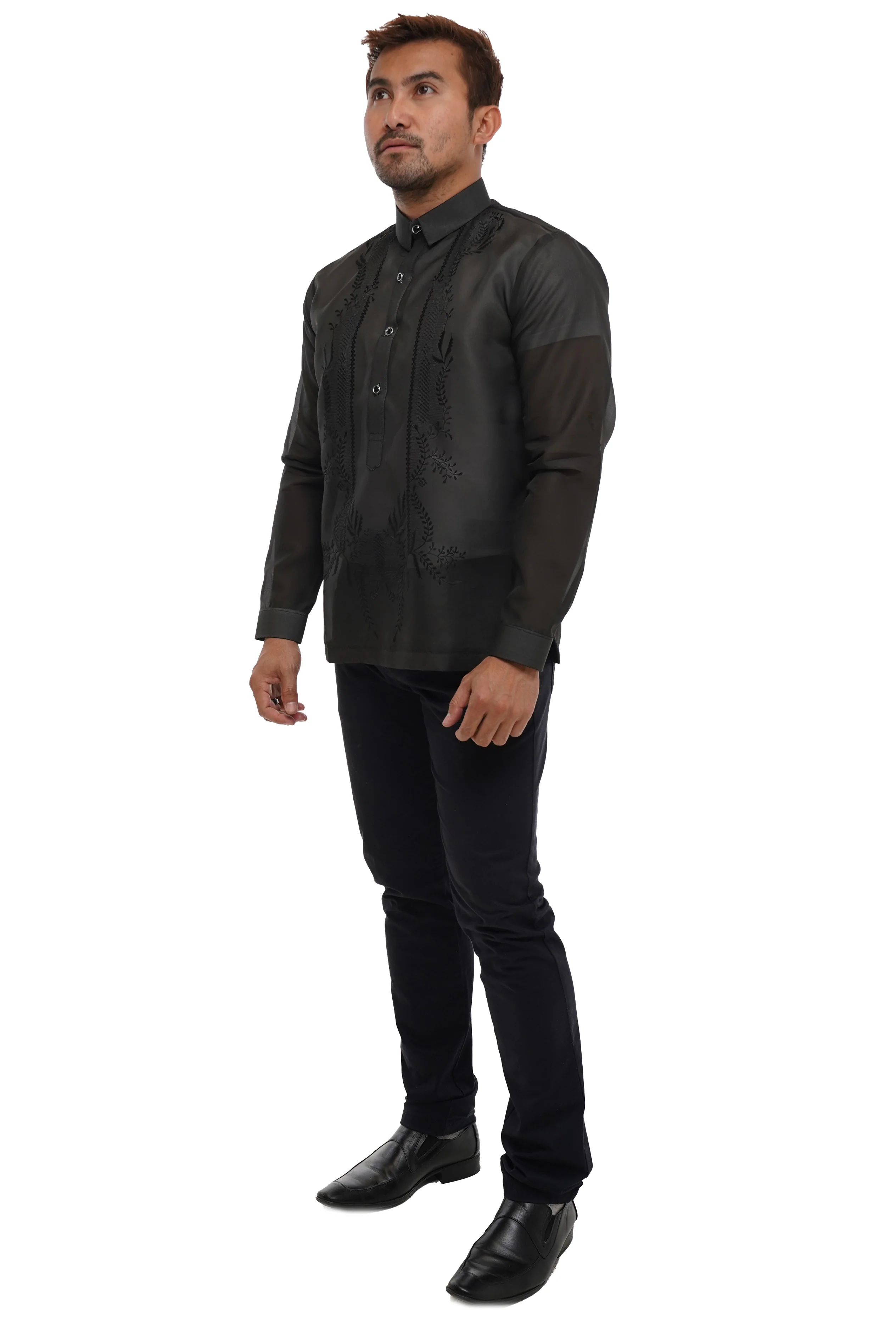 Organza Premium Black Elegant Barong Tagalog - Paul - JV789 - Image 3