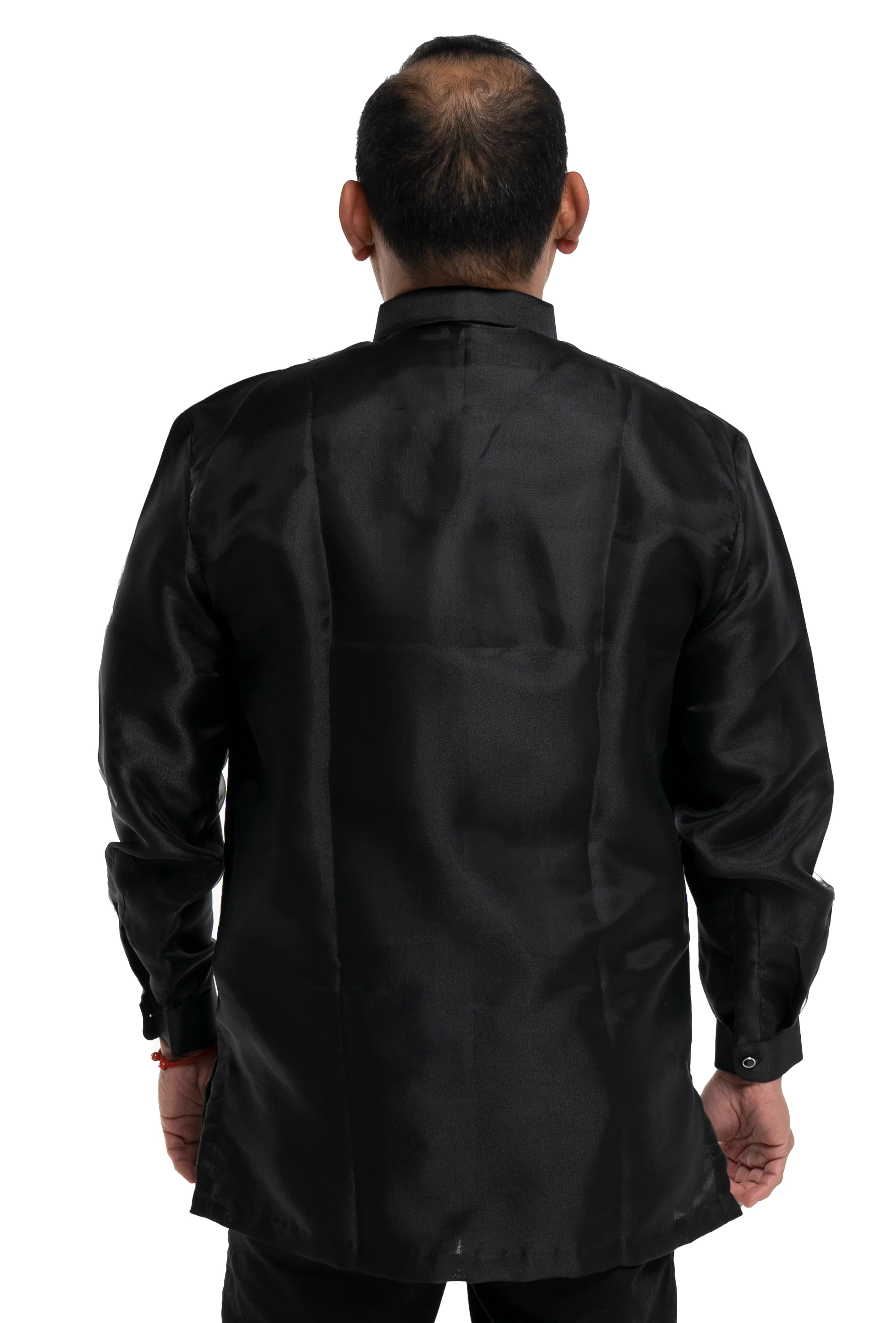 Organza Black with Golden Embroidery Barong Tagalog - Francisco - JS83 - Image 5