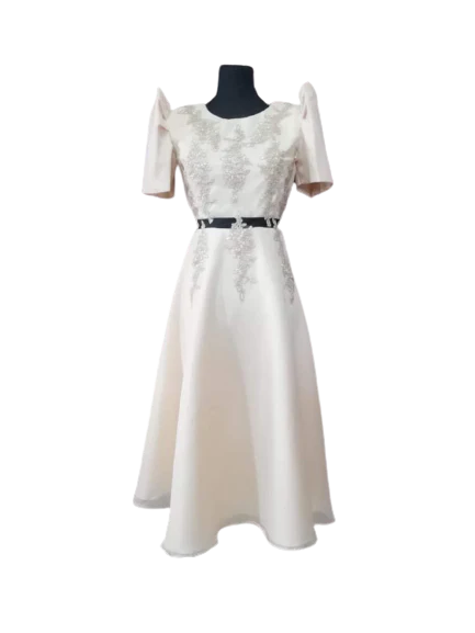 Duchess White Simple Filipiniana Bestida - Mara - ML70 - Image 4