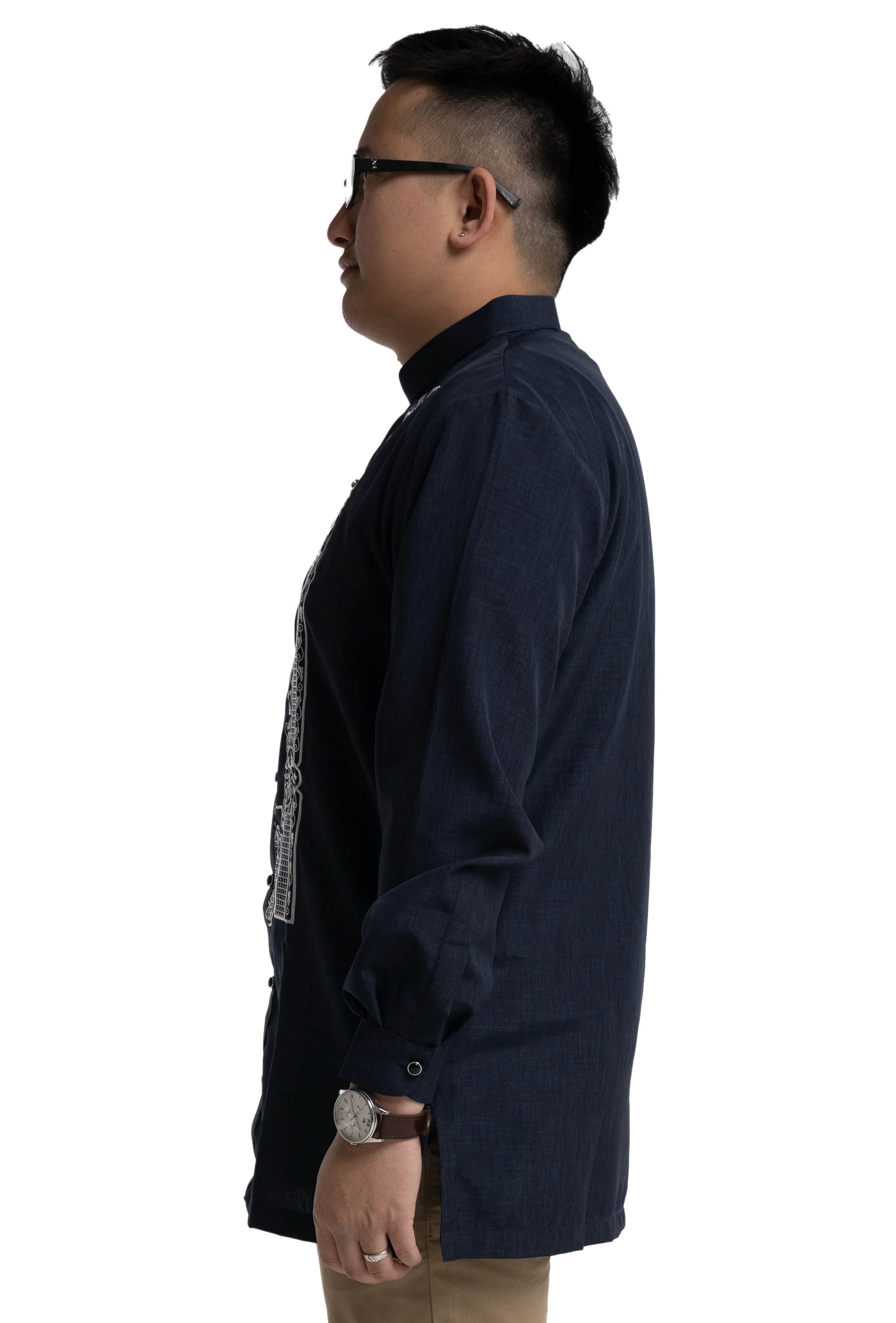 Hugo Dark Blue Chinese Collar Barong Tagalog - Jude - JS311 - Image 4