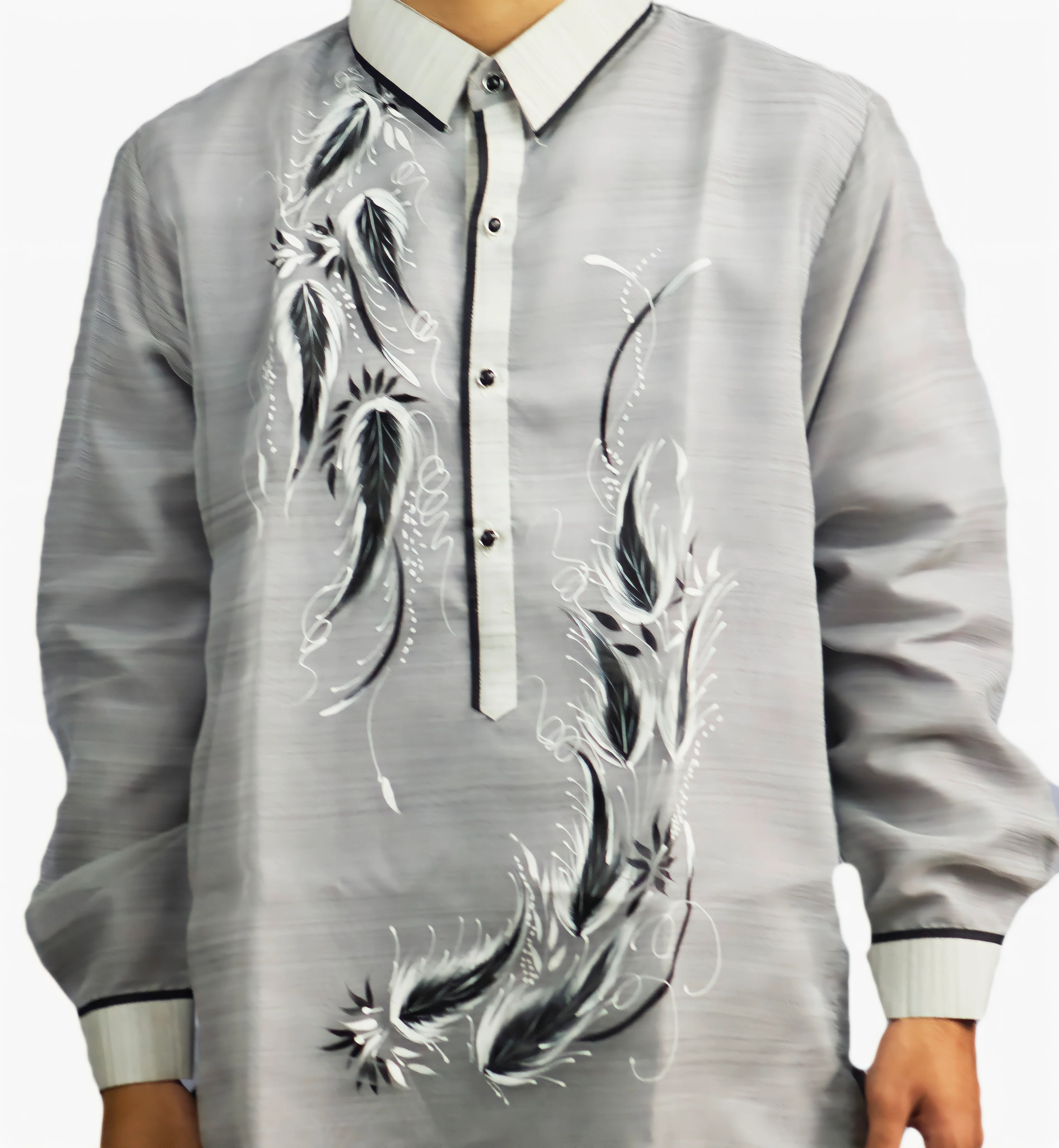 Pina Organza Gray Cultural Barong Tagalog - Fernando - LST2 - Image 3