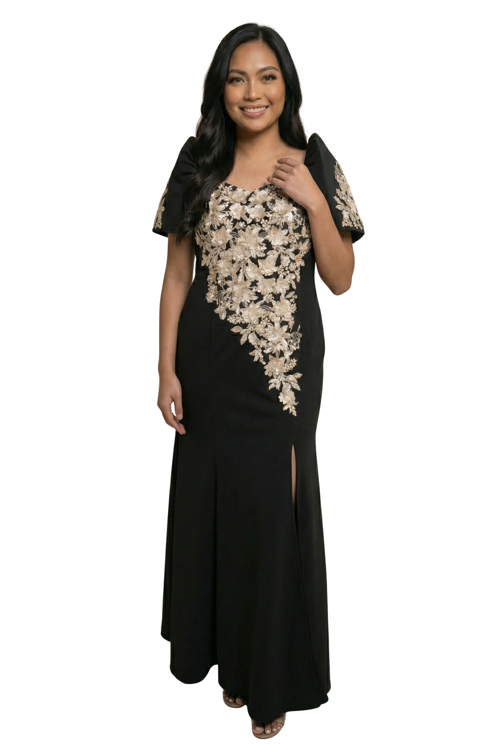 Black Mestiza Filipiniana Elegant Serpentina Gown - Clara - MR8 - Image 3
