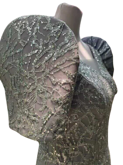 Mestiza Studded Lace Silver Glamour Filipiniana Gown - Bea - MR48 - Image 4