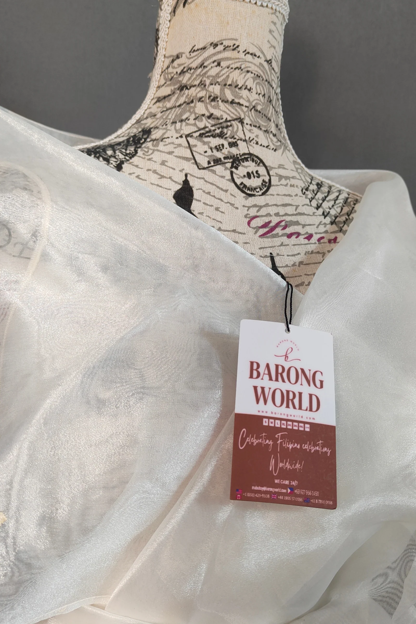 Organza White Embroidered Filipiniana Panuelo - Lilah - JV211 - Image 4