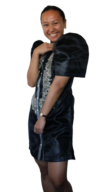 Organza Black Filipiniana Barong Dress - Phie - JF011 - Image 4