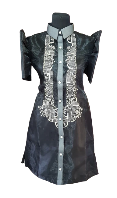 Organza Black Filipiniana Barong Dress - Phie - JF011 - Image 6