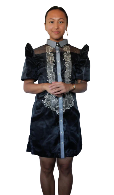 Organza Black Filipiniana Barong Dress - Phie - JF011 - Image 7