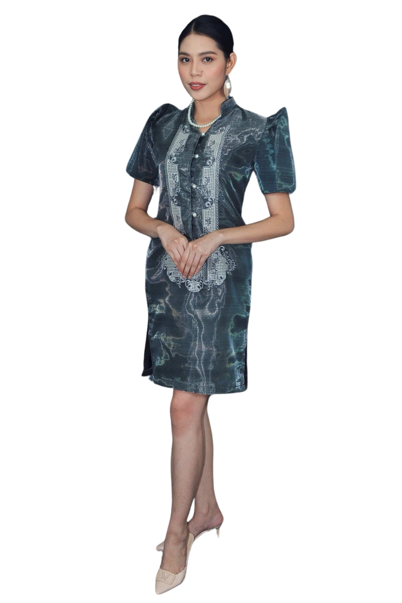 Organza Black Filipiniana Barong Dress - Jenna - JK08 - Image 3