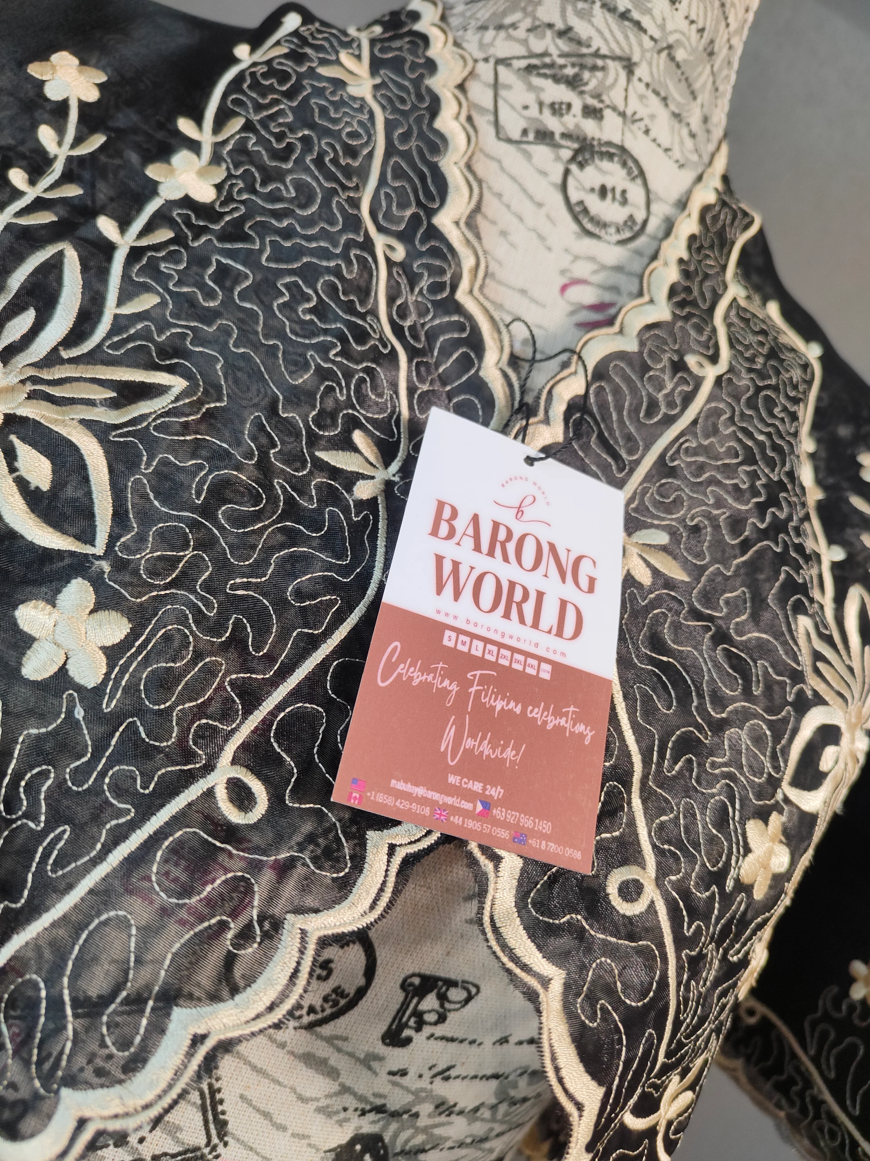 Black Elegant Filipiniana Bolero - Amy JV234 - Image 3