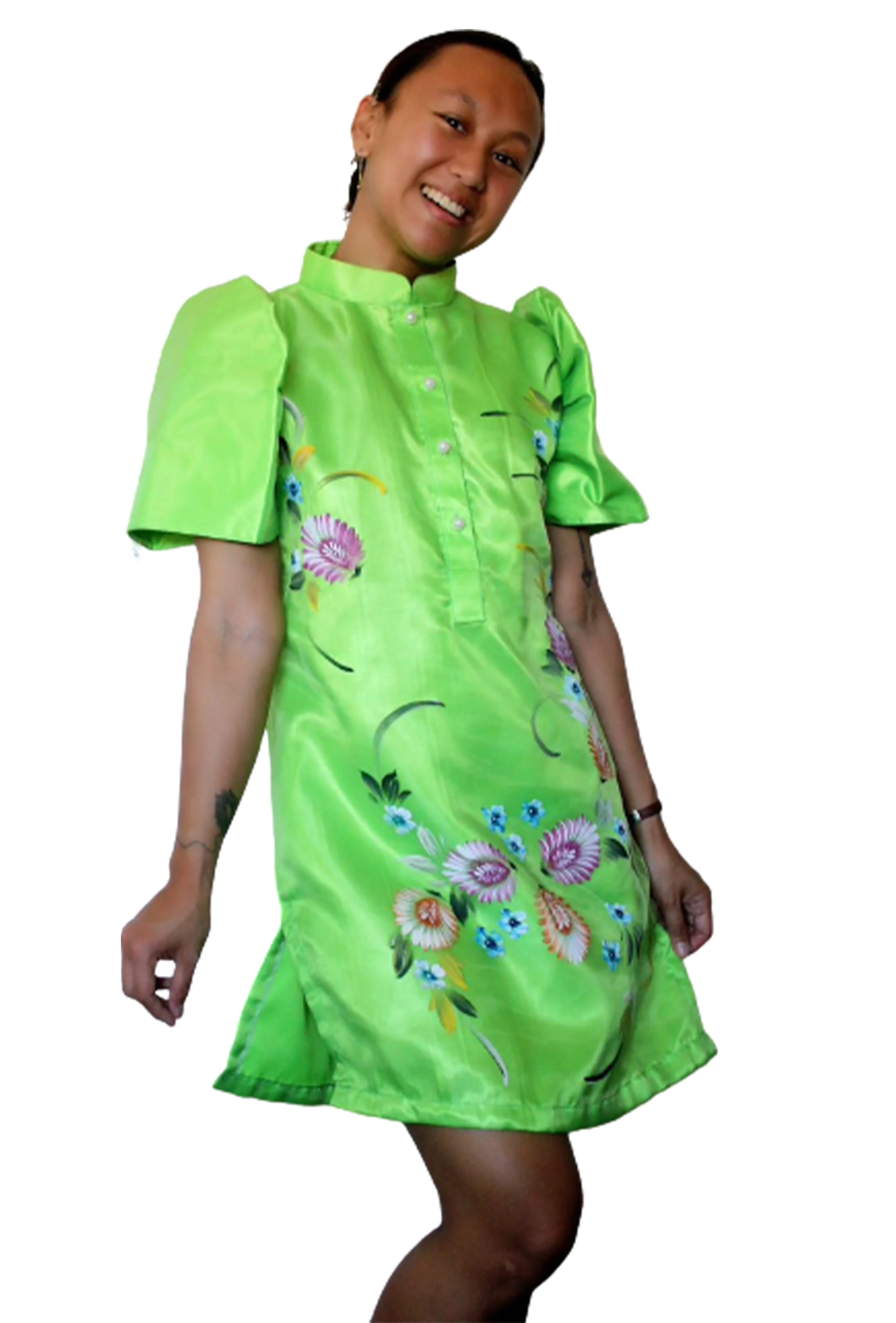 Organza Green Filipiniana Barong Dress - Lear - JF13 - Image 3