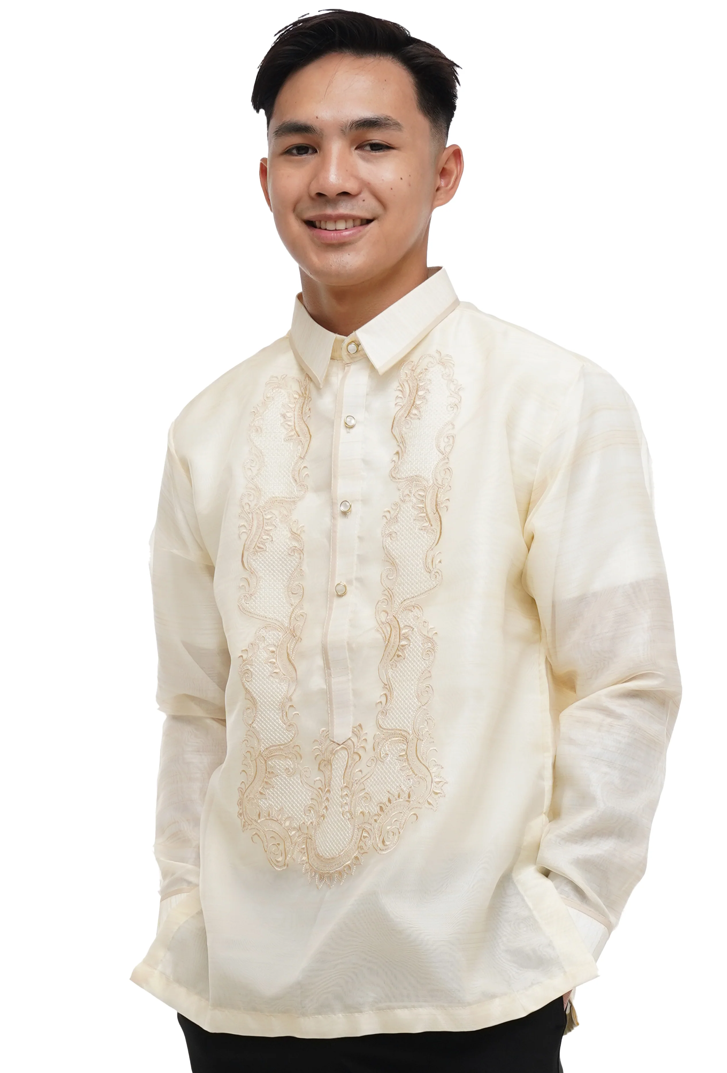 Organza Classic Barong Tagalog with Lining - Jacobo - JF589 - Image 3