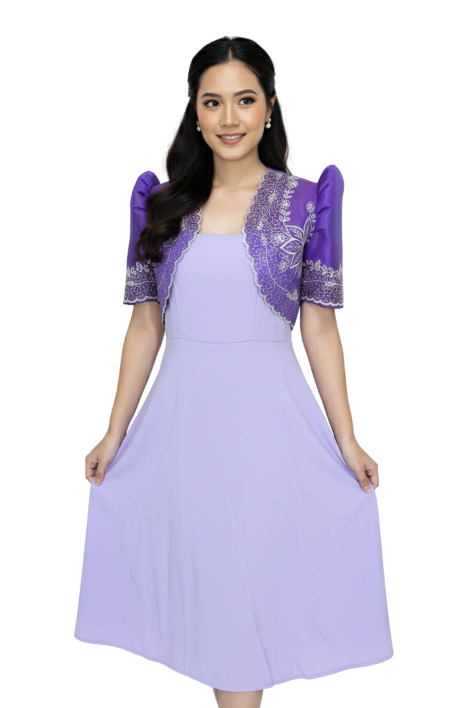 Organza Purple Modern Filipiniana Bolero Set - Briana - BWV02 - Image 3