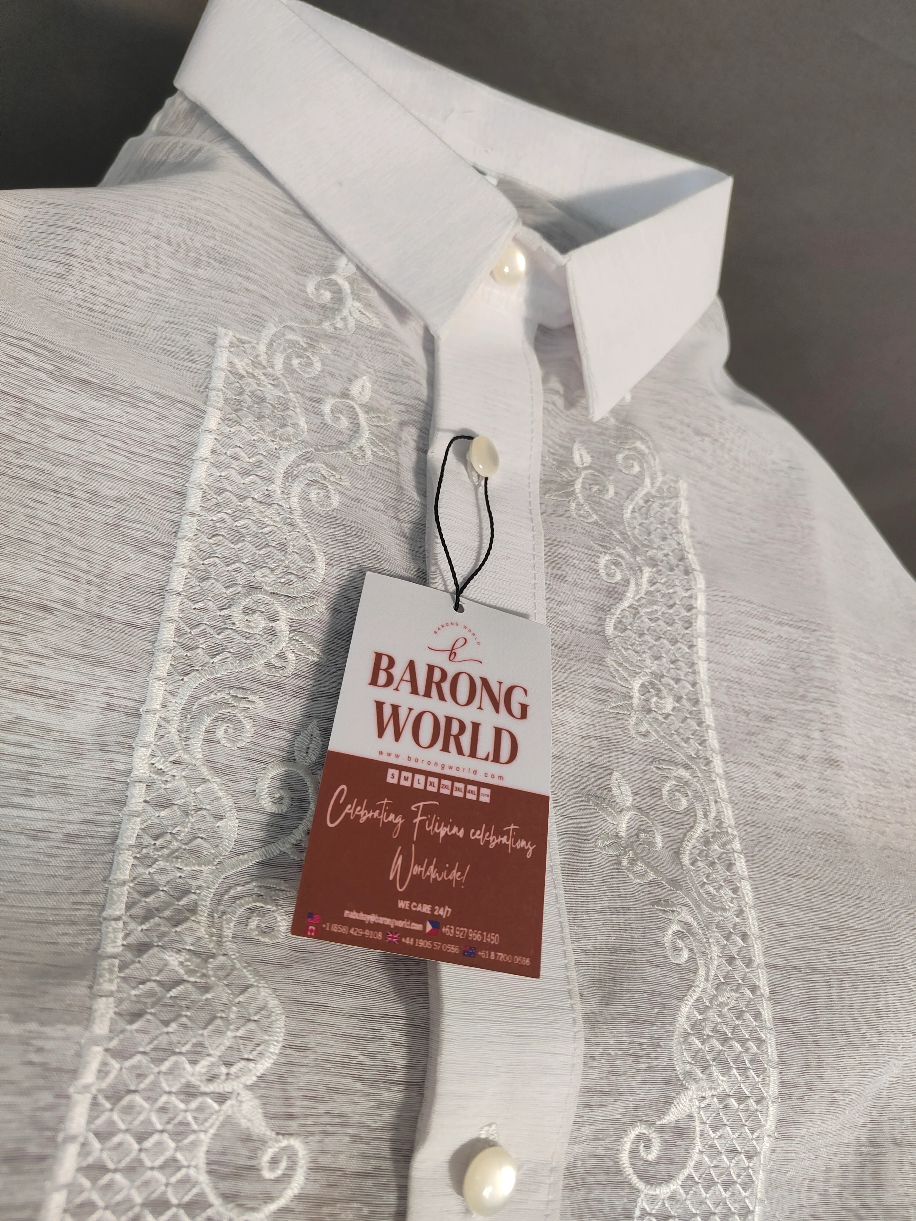 Classic White Barong Tagalog -  Davide - JS12 - Image 4