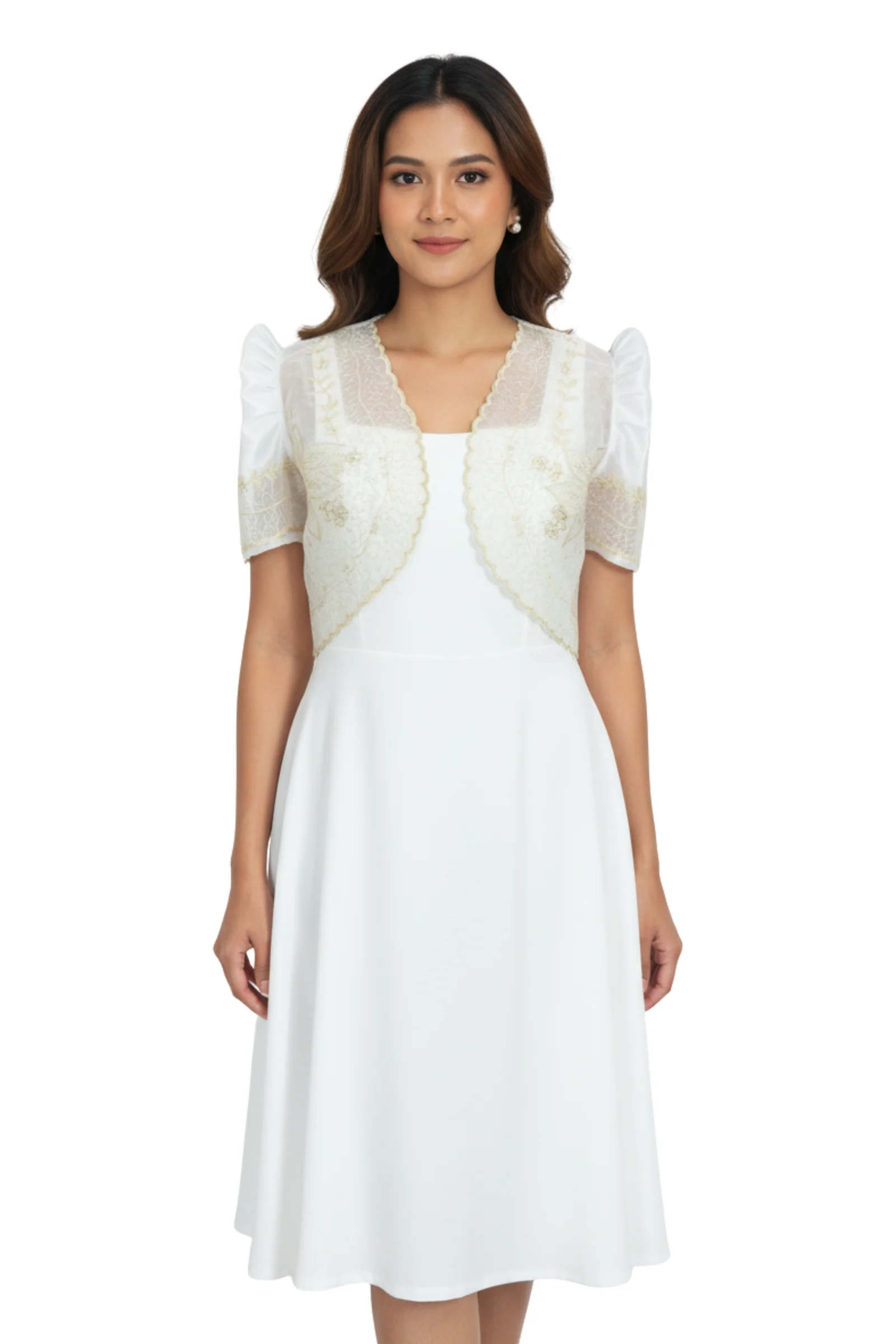 Organza White Filipiniana Bolero - Chariety BWW06 - Image 3